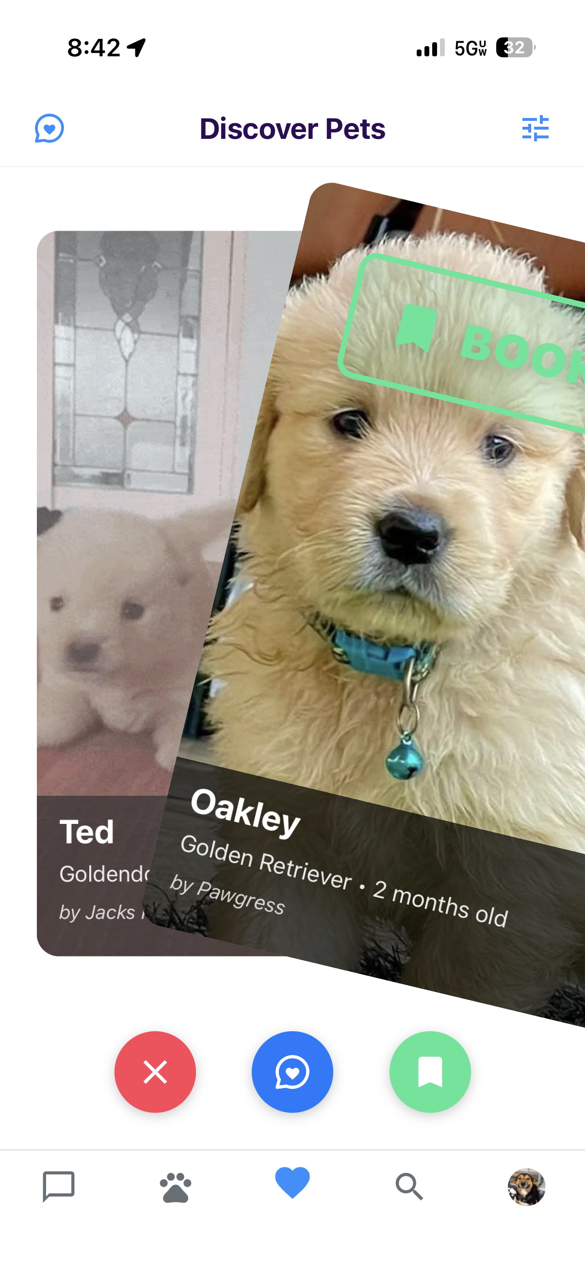 Swipe through pets